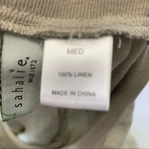 Sahalie Linen Pants Neutral Woman Medium  Cargo Pull On Drawstring Pockets - Picture 8 of 11